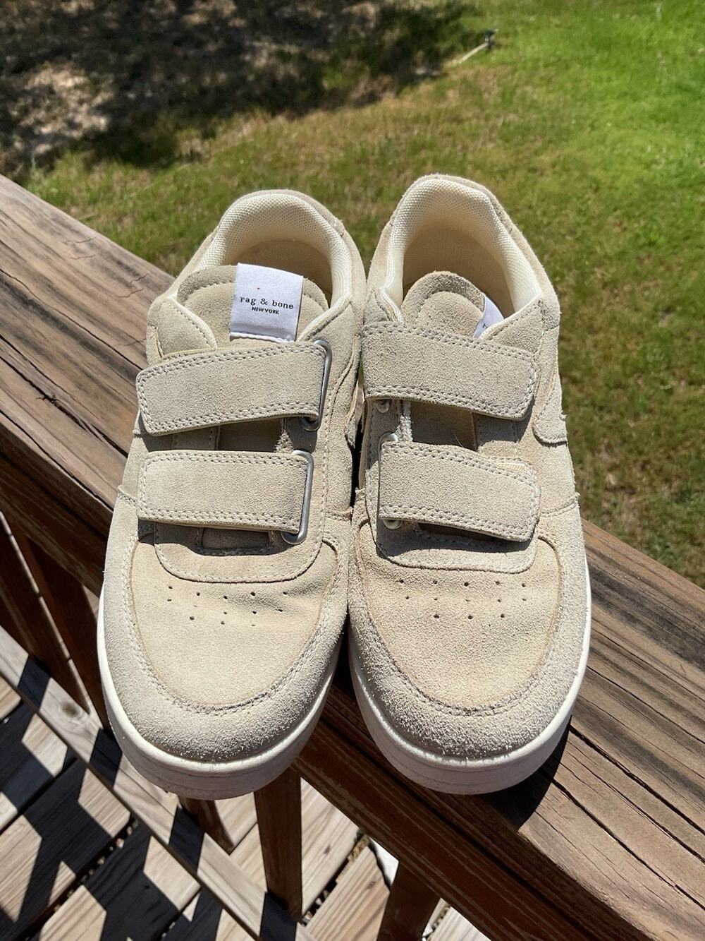 Rag & Bone Biege Suede Low Top Sneakers Womens Hook Loop Streetwear Size 37